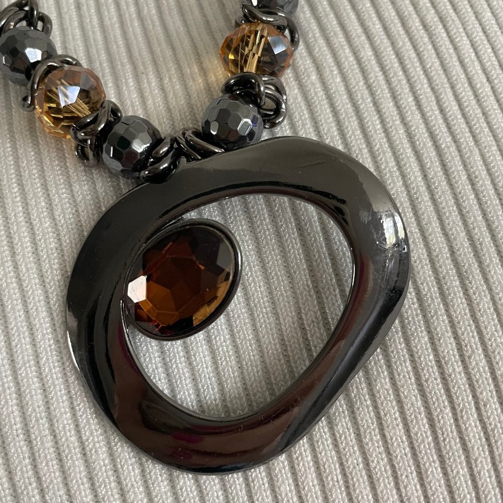 VINMOD Designs Bronze Pendant & Nickle Vintage Necklace & Earring Set 20"-21"